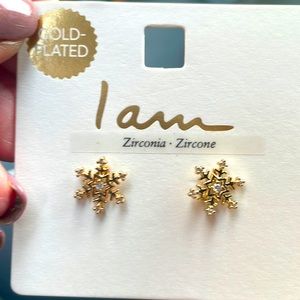 Gold Plated zirconia snowflake Earrings